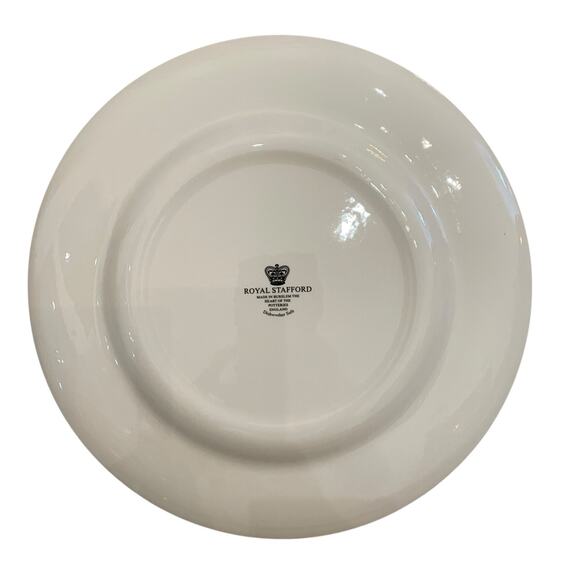 Royal Stafford Black Gold Asian Garden Willow Pagoda Dinner Plates Set of 4 New - Picture 12 of 16